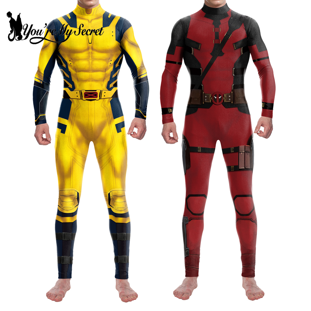 [Você é meu segredo] super-herói masculino filme deadpool wolverine cosplay trajes hallloween macacão desempenho festa zentai bodysuits