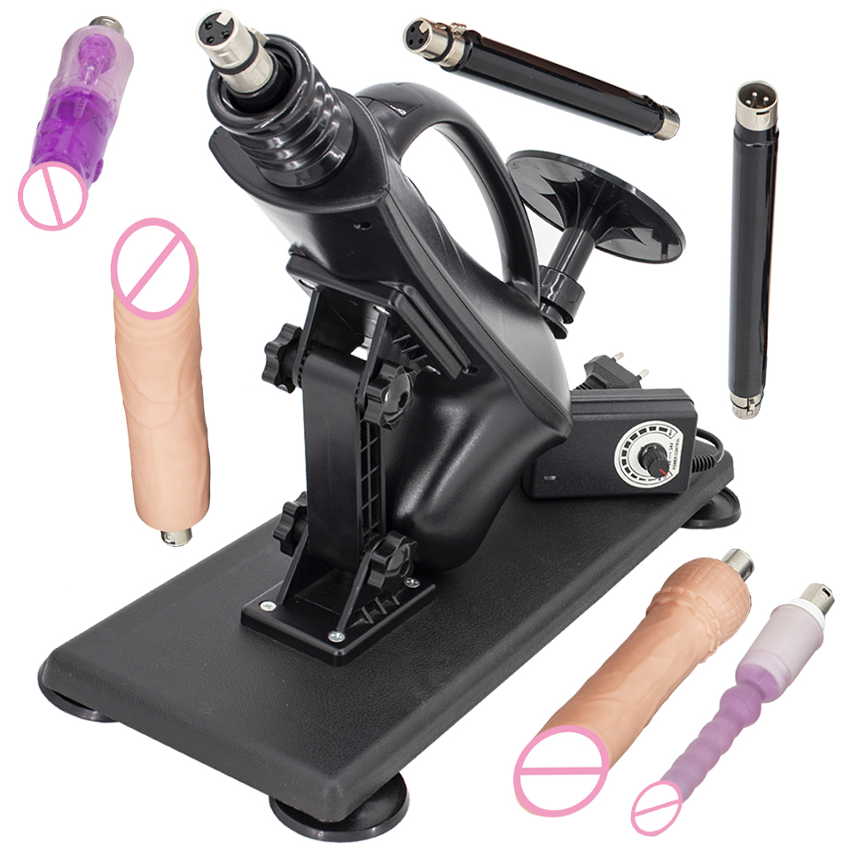 Fredoch Mini machine sexuelle automatique avec accessoires en forme de gode noir pour hommes et femmes, jouets de masturbation, machine sexuelle, vibrateur