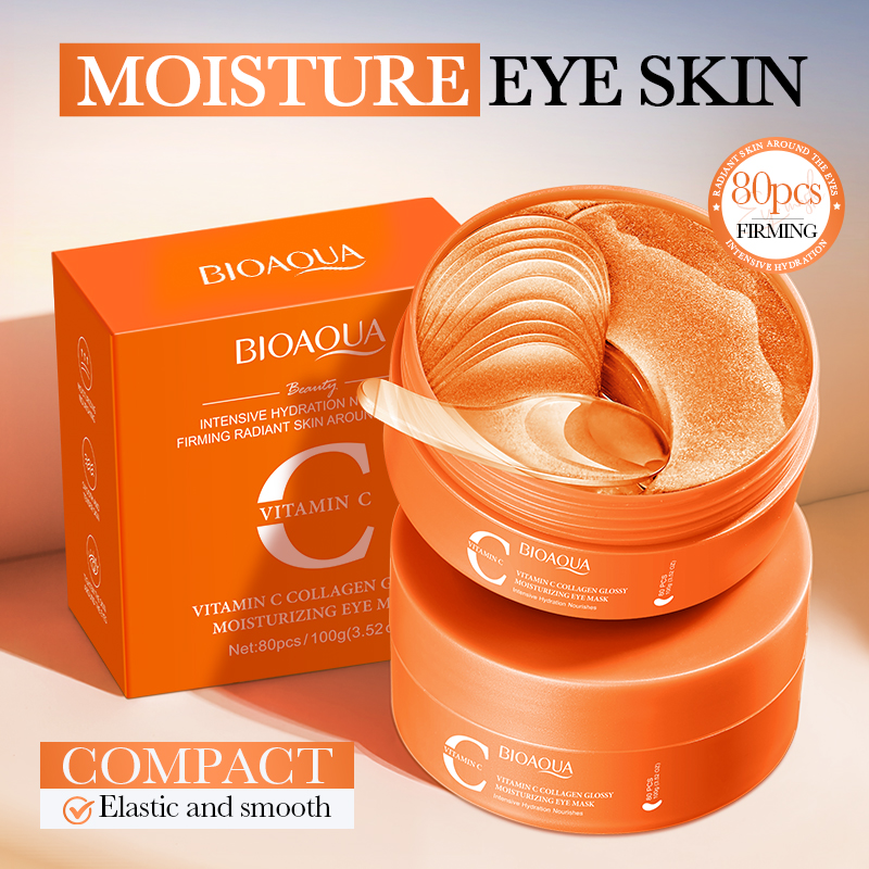 80 Uds BIOAQUA vitamina C cristal colágeno máscara de ojos anti ojeras blanqueamiento antiarrugas parches hidratantes antienvejecimiento para ojos