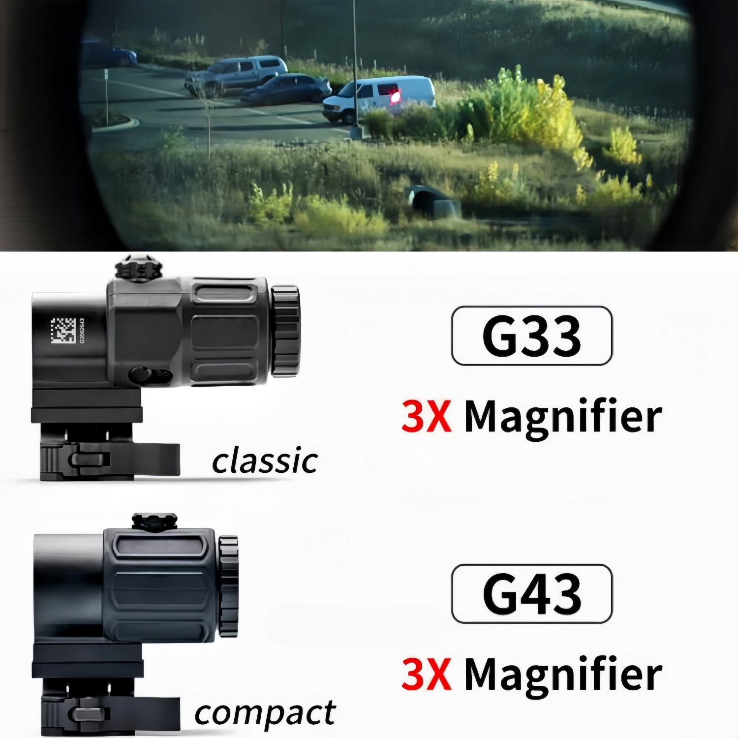 Taktische G33 G43 G45 Anblick Feste 3X 5X Lupe Umfang mit Schnelle Demontage und Umdrehen für Airsoft Jagd Kollimator
