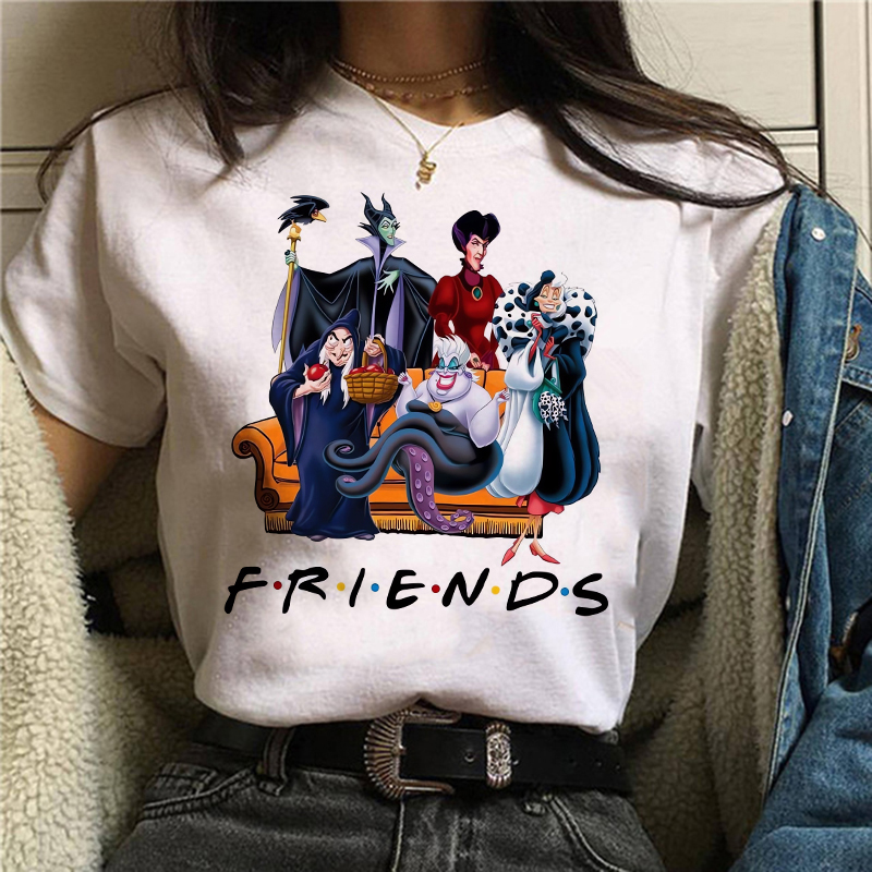 Женская футболка с милым мультяшным принтом Disney Villains Queen, уличная модная повседневная одежда с короткими рукавами, летние футболки