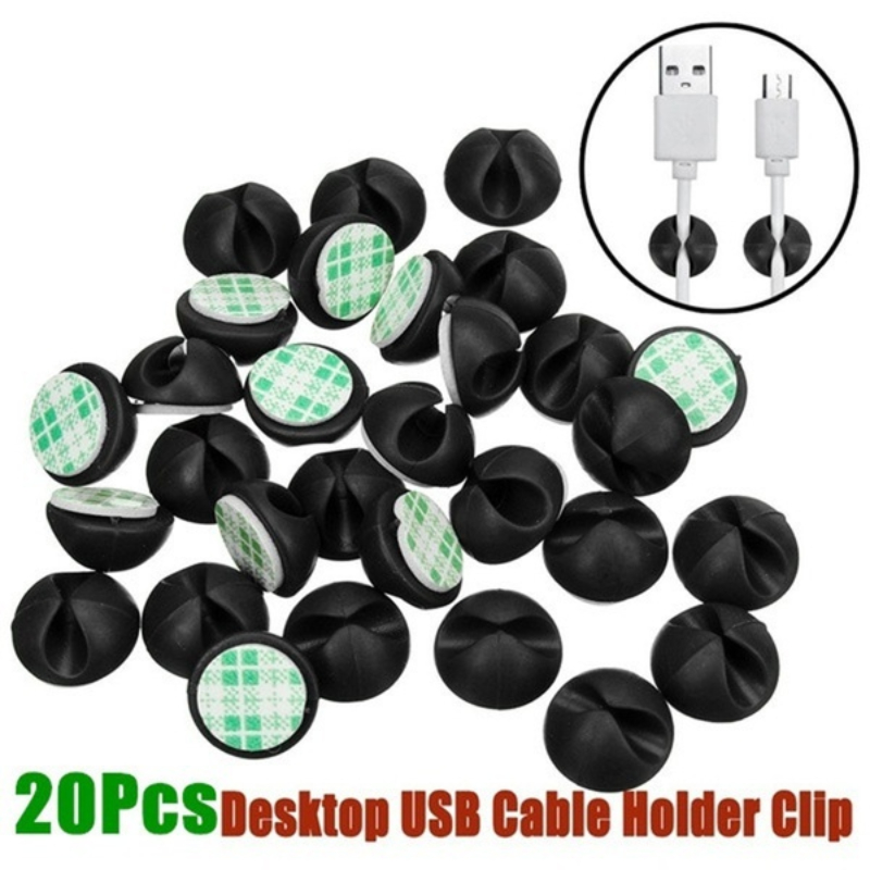10/20 piezas Clips de Cable enrollador organizador de cables de silicona almacenamiento de cables de escritorio soporte de Cable de cargador para coche Cable de tableta de carga USB