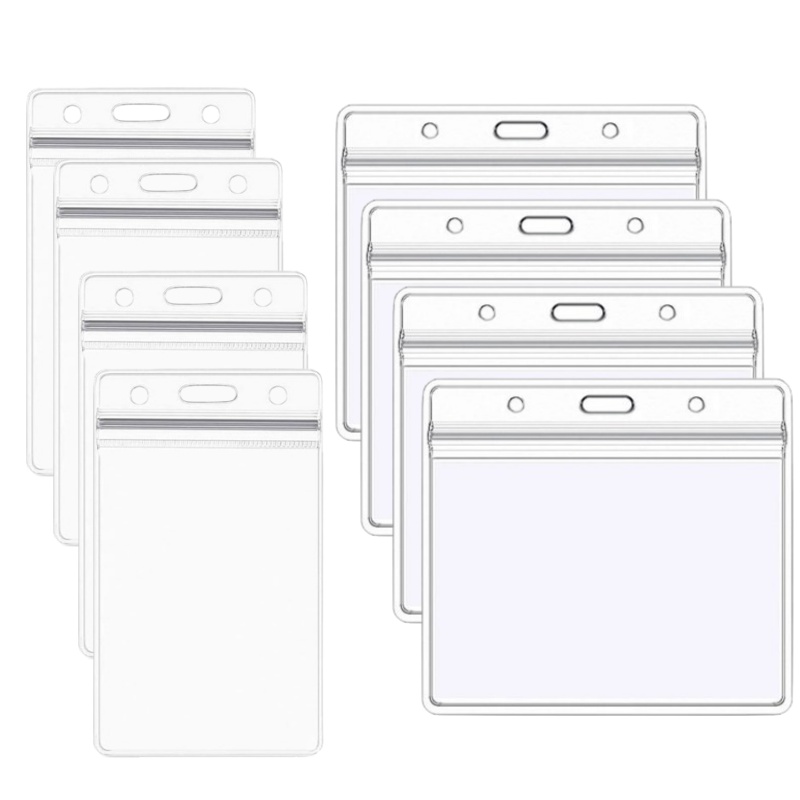 10pcs Transparent Vinyl Plastic ID Card Clear Stand Horizontal Name Tag Waterproof Name Plate Office Supplies
