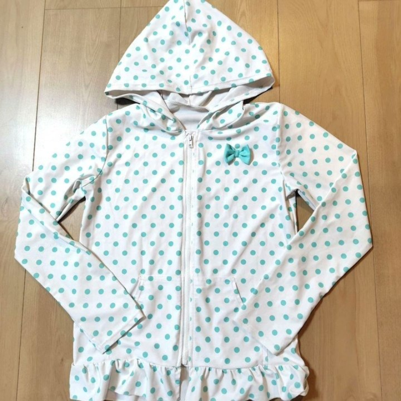 Sudadera con capucha y cremallera de manga larga con lunares retro de estilo japonés