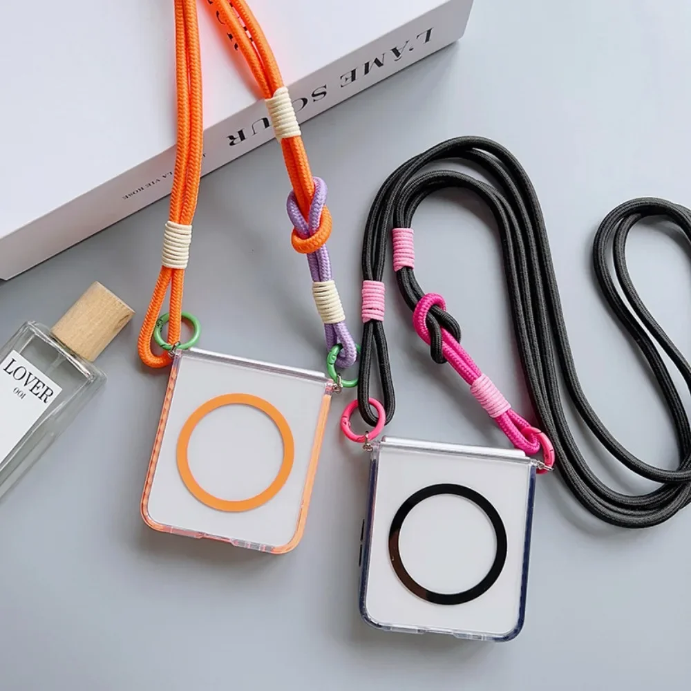 Para Magsafe funda de teléfono con cordón cruzado magnético para Samsung Galaxy Z Flip 7 fe 6 5 4 3 Flip6 Flip5 Flip7 cubierta transparente