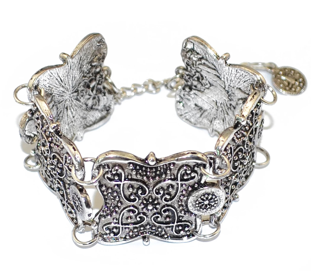 Vintage Silvery Color Tibet Carved Charm Bracelet For Women Men Butterfly Coin Bangles Gypsy Ethnic Turkish Afghan India Jewelry