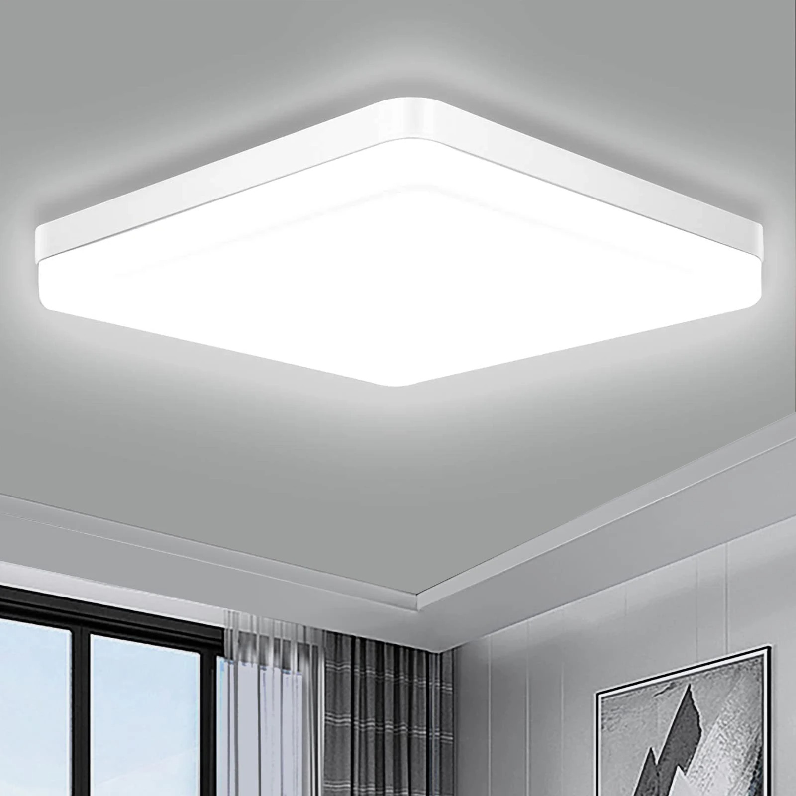 Simples Modern Square LED Ceiling Light, Iluminação da sala e do quarto, Cozinha e banheiro Iluminação, 18W, 24W, 36W, 48W