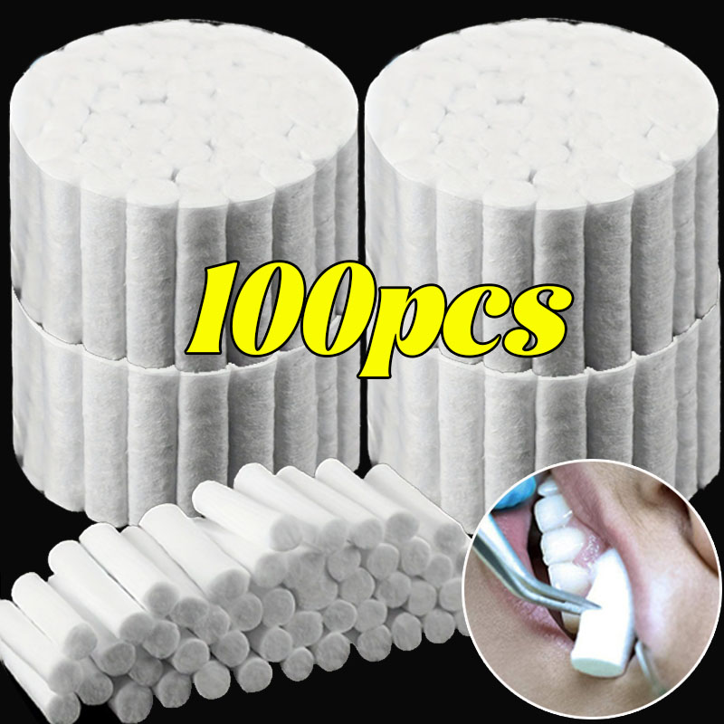 50/100pcs Disposable Dental Medical Surgical Cotton Rolls Tooth Gem High-purity Cotton Roll Dentist Teeth Whitening Consumables