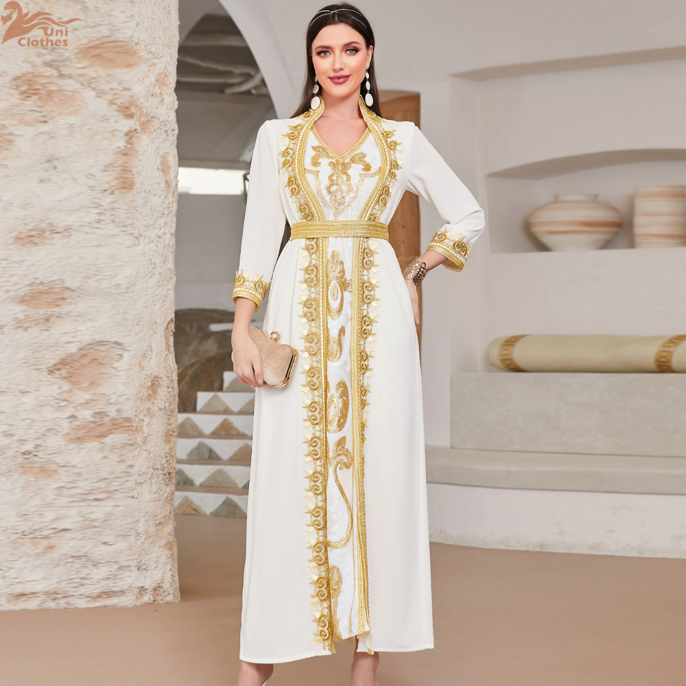 Ramadan bianco musulmano Abaya Dubai turchia Islam arabo Hijab vestito Jalabiya abiti africani per le donne Robe Femme Musulmane caftani