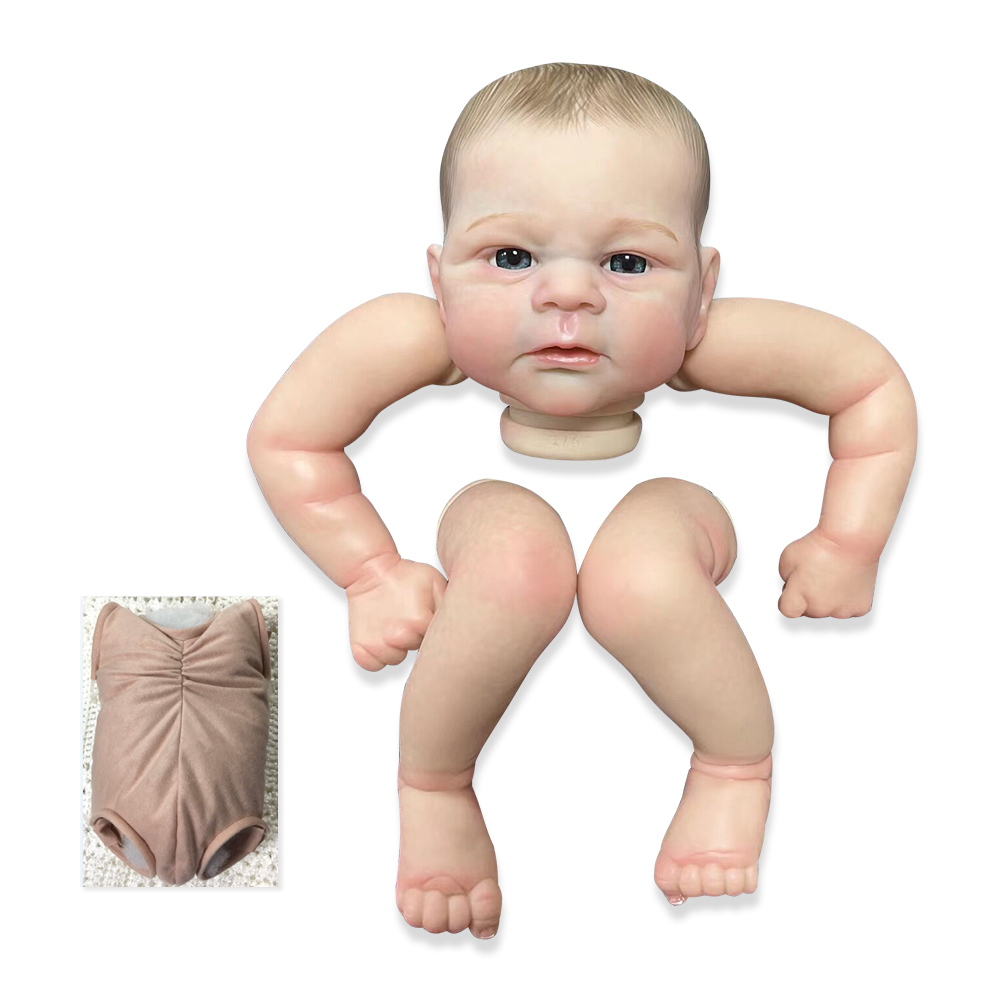 NPK 19 นิ้วขนาดตุ๊กตาสําเร็จรูปแล้วทาสี Elijah สัมผัสนุ่มเหมือนจริงชิ้นส่วนตุ๊กตาสําเร็จรูปที่มีความยืดหยุ่นพร้อมร่างกายและดวงตา