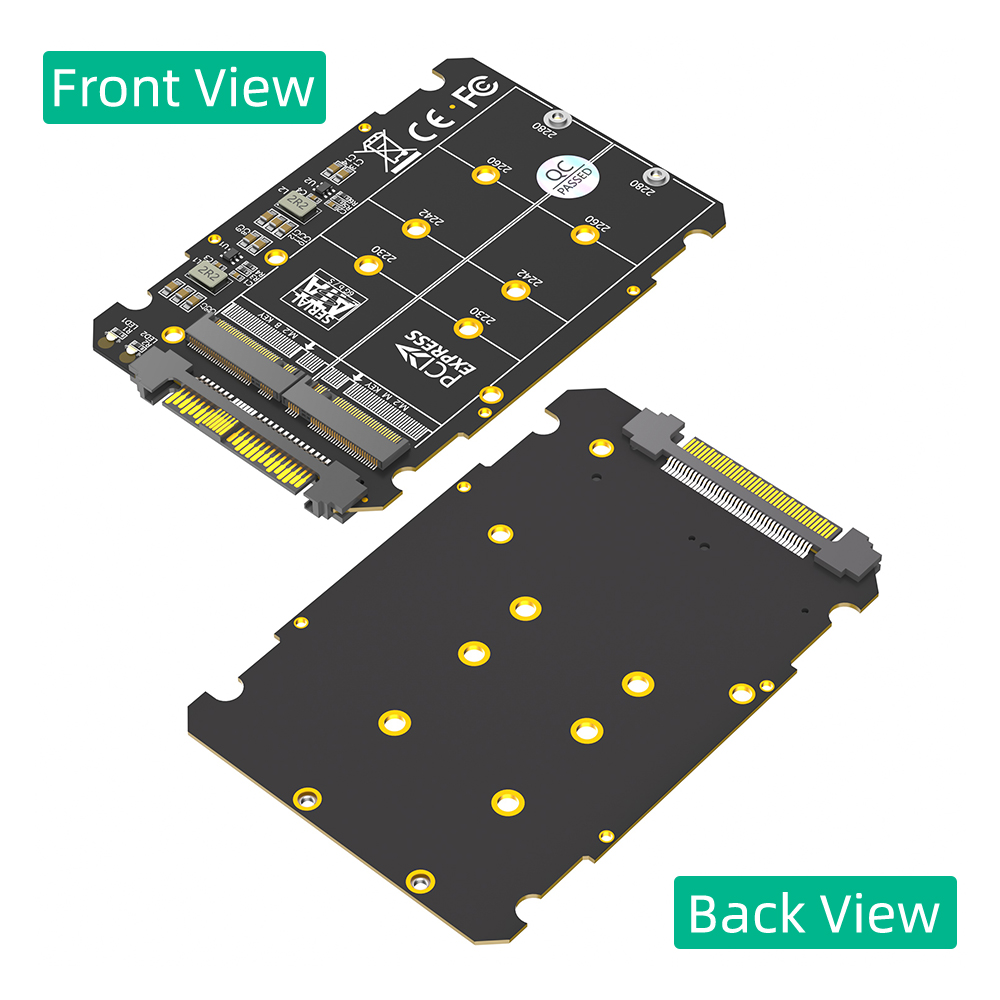 Adaptateur M.2 SSD vers U.2 2 en 1, convertisseur adaptateur M.2 NVMe SATA-Bus NGFF SSD vers PCI-e U.2 SFF-8639 PCIe M2 pour ordinateurs de bureau