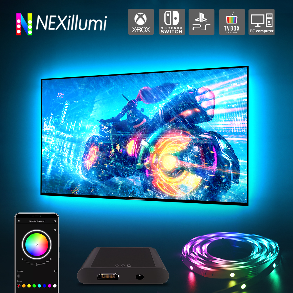 Tira de luces Led de retroiluminación para TV ambiental, PC, dispositivos HDMI, cinta USB RGB, Kit de luz Led con sincronización de Color para Xbox/switch/TV Box