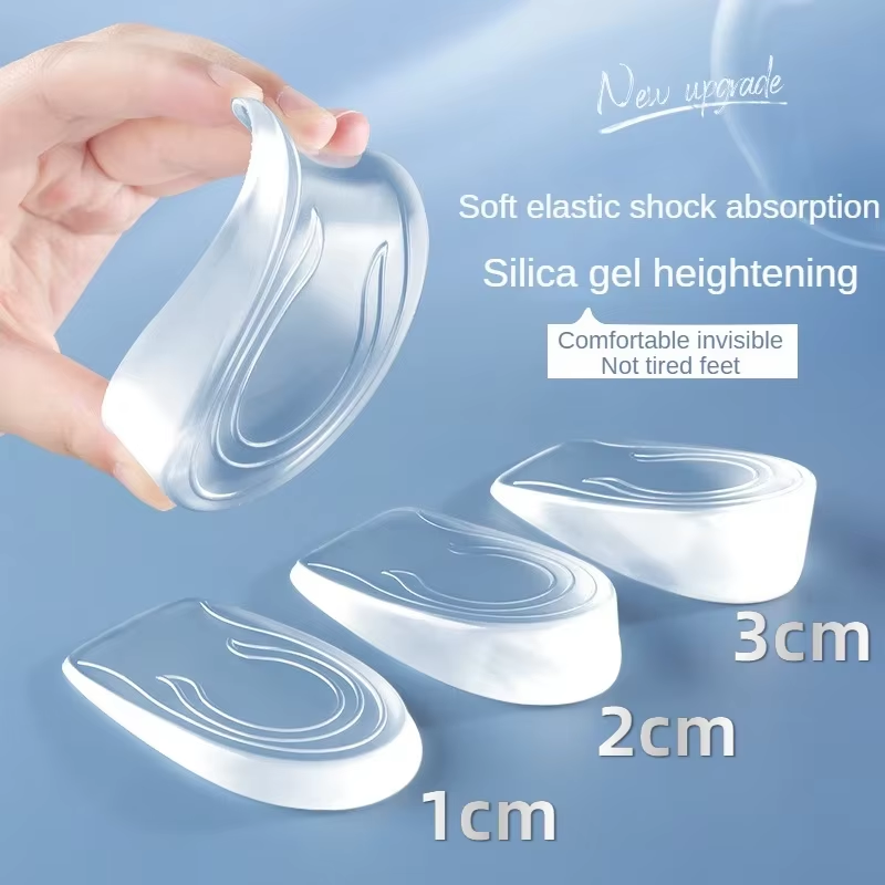 Plantilla elevada de alta calidad, aumento de altura, medio zapato, almohadilla, Gel de silicona para hombres y mujeres, suelas de elevación invisibles de 1,5-3,5 cm