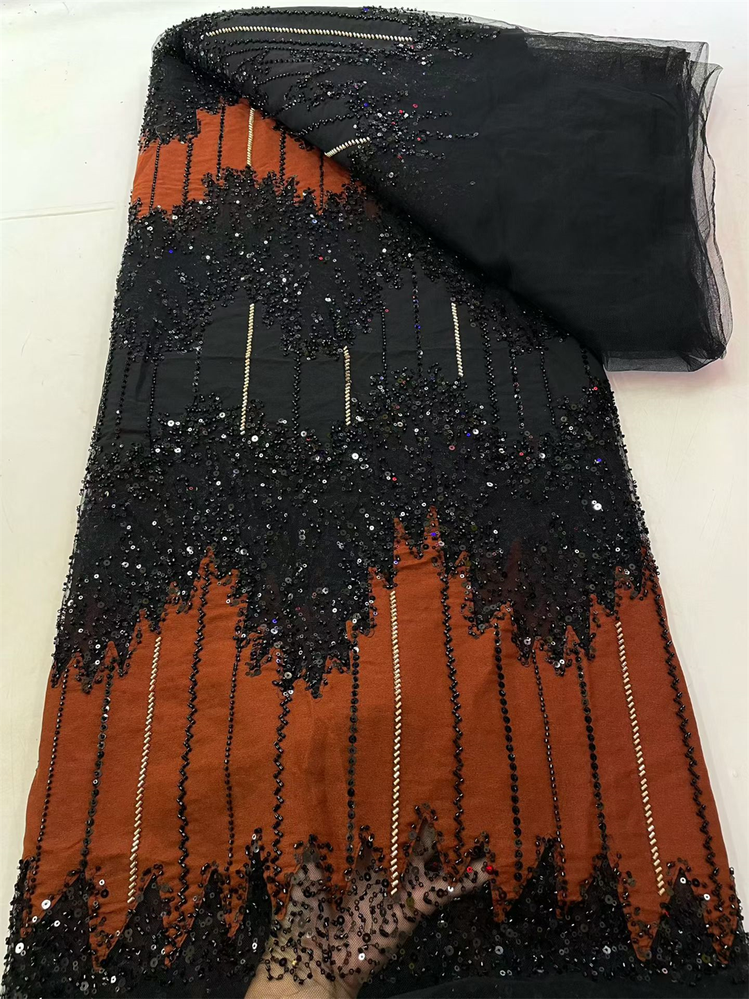 Tela de red de encaje de terciopelo africano, 5 yardas, 2026, Material de boda nigeriano de alta calidad, tela de cuentas de lentejuelas de lujo para coser