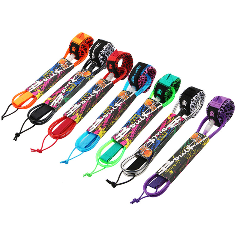 6ft/8ft Surfing Leash Surf ขาเชือกกระดานโต้คลื่นเท้า Leash TPU 7 มม.หนาสแตนเลสหมุน Longboard เท้าเชือกกระดานโต้คลื่น Leash