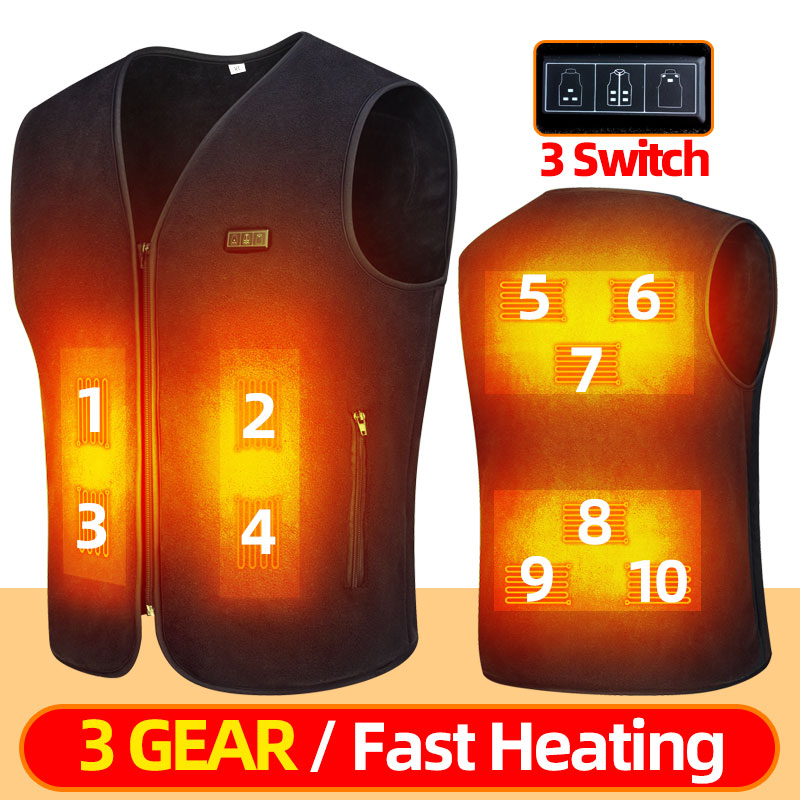 Gilet chauffant en polaire intelligent pour hommes et femmes, gilet électrique auto-chauffant USB, veste chauffante Rechargeable, vêtements chauffants thermiques pour la chasse