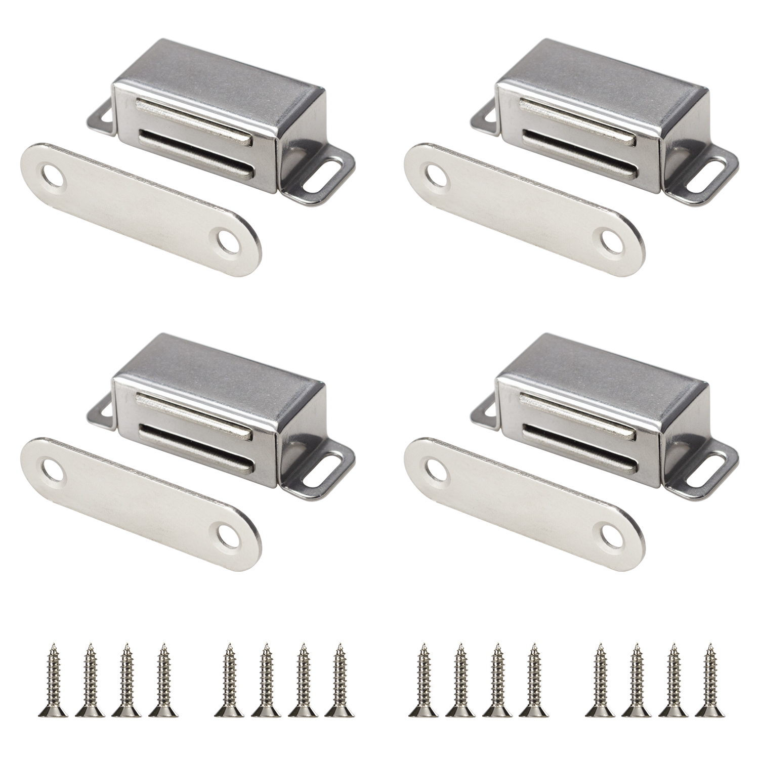 4 Stück Edelstahl-Magnetverschlüsse für Küchenschranktüren, TV-Ständer, Schränke und andere Möbeltüren, magnetischer Schubladenverschluss