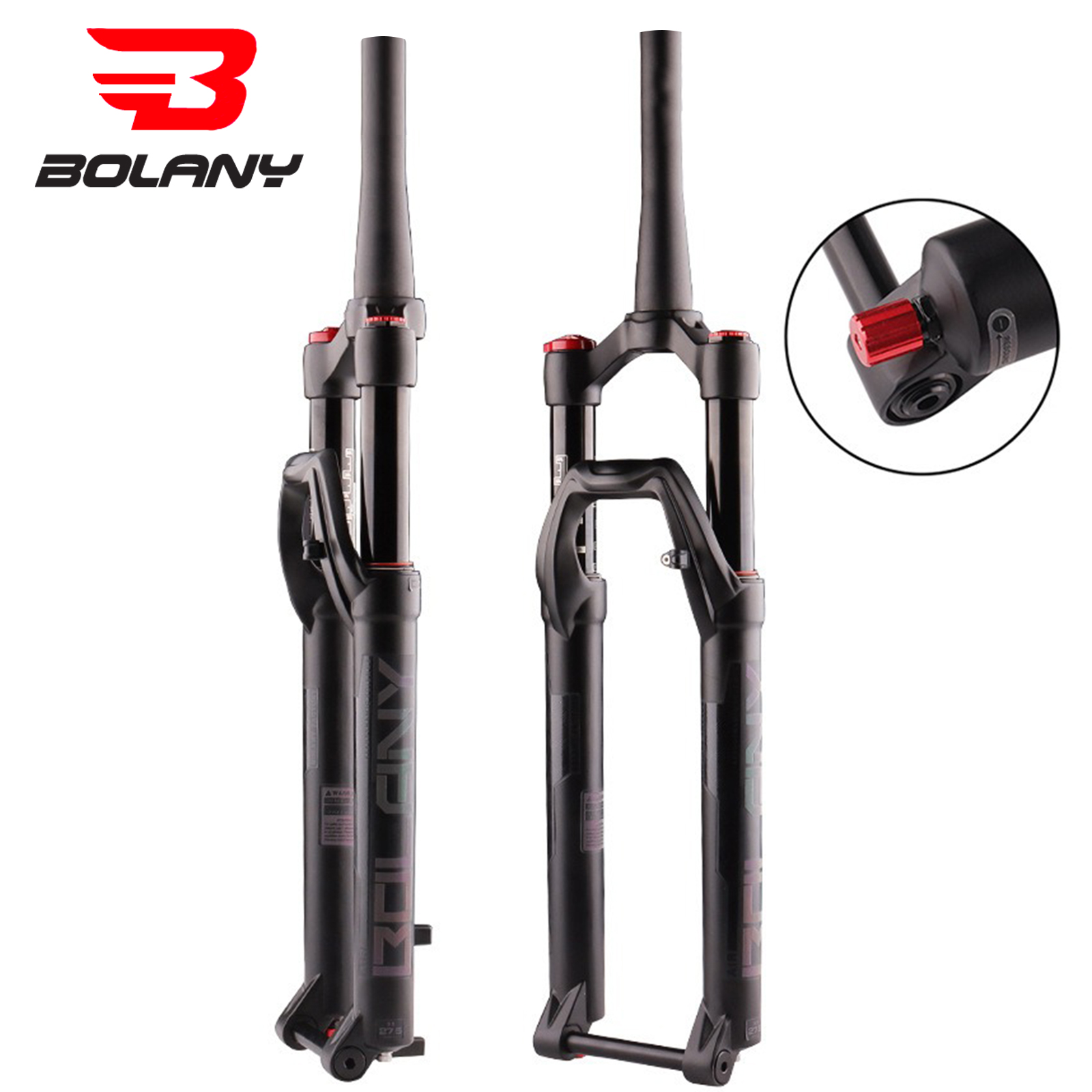 Boolany 27.5/29-calowy Boost widelec rowerowy przez oś 100/110mm rurka stożkowa regulacja odbicia 120/140mm amortyzowany widelec przesuw