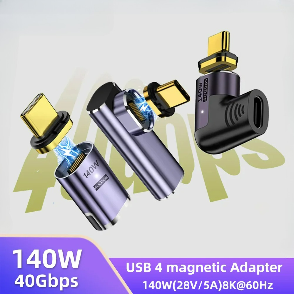 Adattatore Magnetico USB4.0 Thunderbolt3 da USB C a Type C 140W 40Gbps, Cavo Convertitore per Ricarica Magnetica Veloce, Adattatore USB-C 8K@60Hz