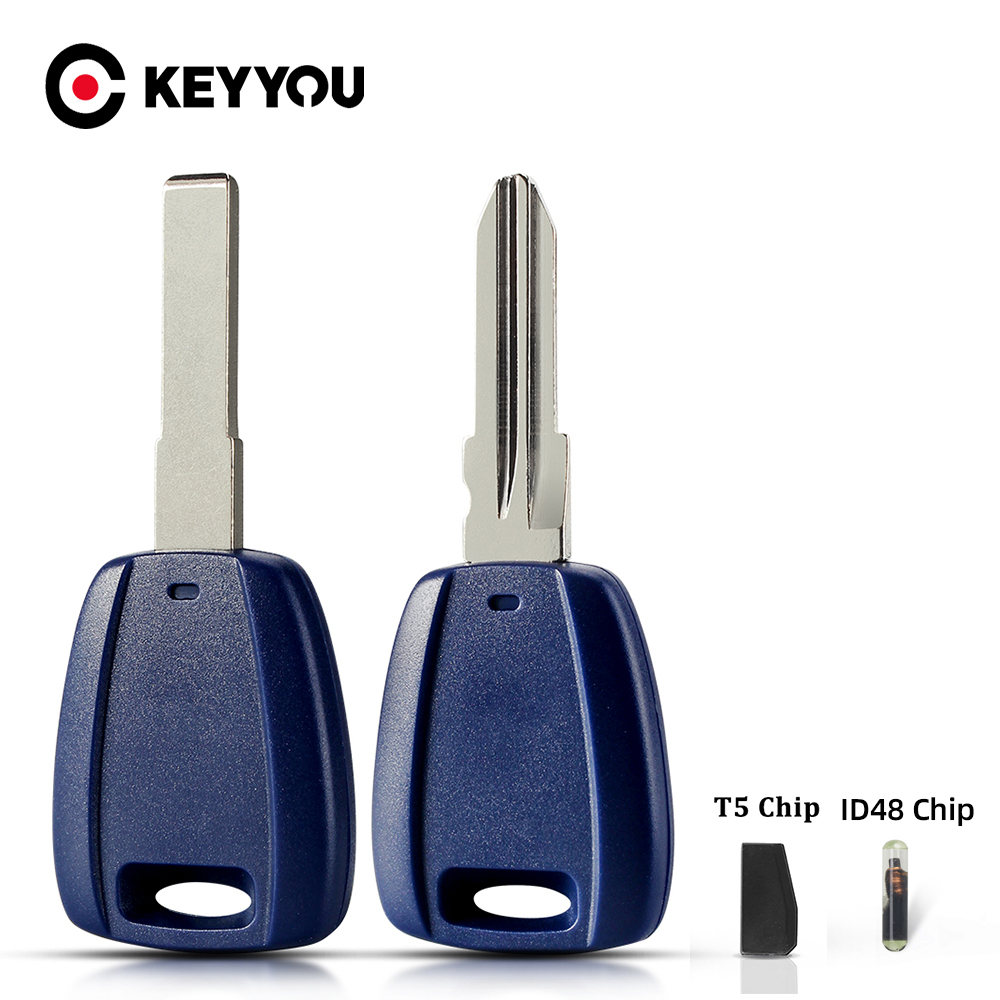 KEYYOU untuk Fiat Kunci Case Pengganti SIP22/GT15R Shell Kosong Cocok untuk Fiat 500 Ducato Transponder Pisau Yang Belum Diasah ID48/T5 Chip