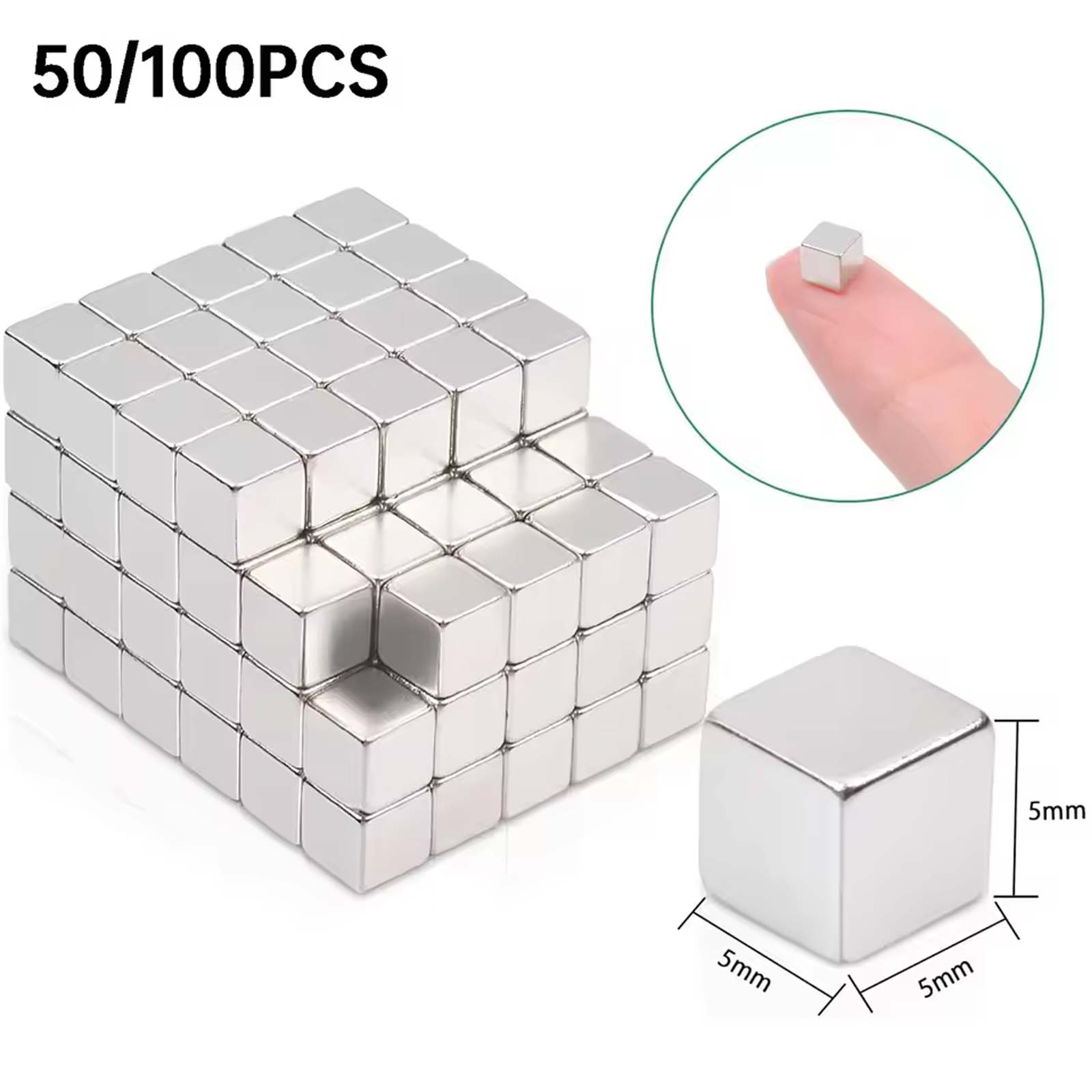 50/100 pièces petits Cubes magnétiques carrés Mini aimants puissants pour réfrigérateur tableau blanc projets d'artisanat taille 5x5x5mm