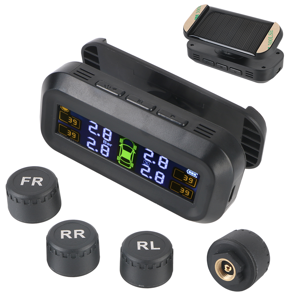 Sistema di monitoraggio della pressione dei pneumatici Monitor della pressione dei pneumatici per auto Allarme della pressione dei pneumatici con 4 sensori esterni