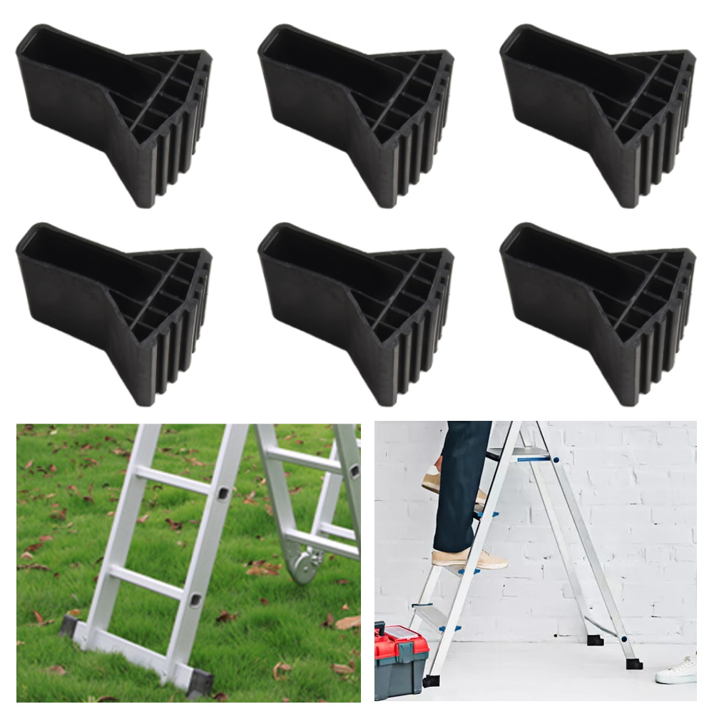 4/6Pcs Nicht-slip Leiter Fuß Pad Fuß Abdeckungen Gummi Möbel Matte Bein Stuhl Ersatz Protektoren Abdeckung leiter Fuß Pad Schwarz