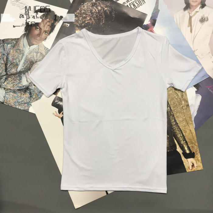 Camiseta branca de algodão 100% com decote em V Michael Jackson BAD Roupa íntima para dança de Halloween