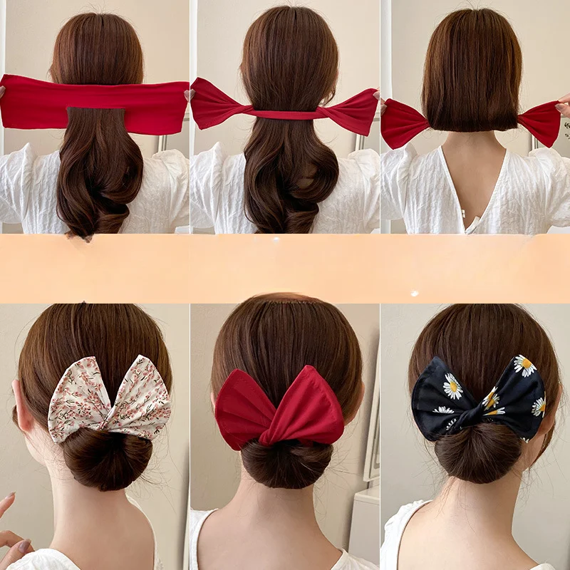 Dispositivo de horquilla en forma de lazo para mujer, horquilla dulce y encantadora, moño de pelo rápido, herramientas de peinado, accesorios para el cabello trenzado