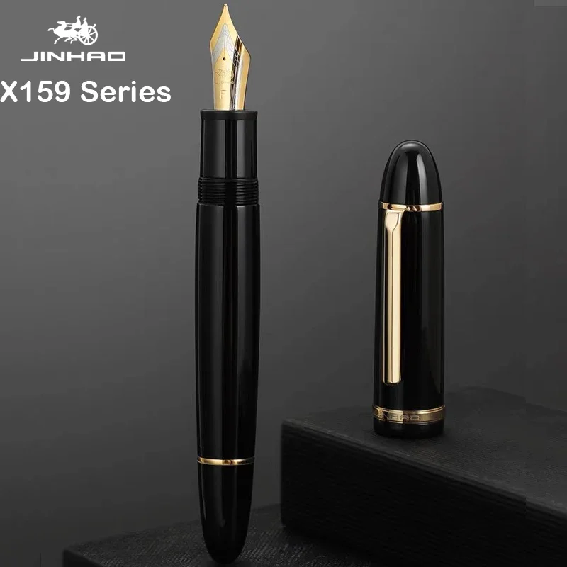 JinHao X159 Акриловая черная перьевая ручка с металлическим зажимом, удлиненное тонкое перо F 0,5 мм, ручки для письма, школьные и офисные принадлежности, ручки, канцелярские принадлежности