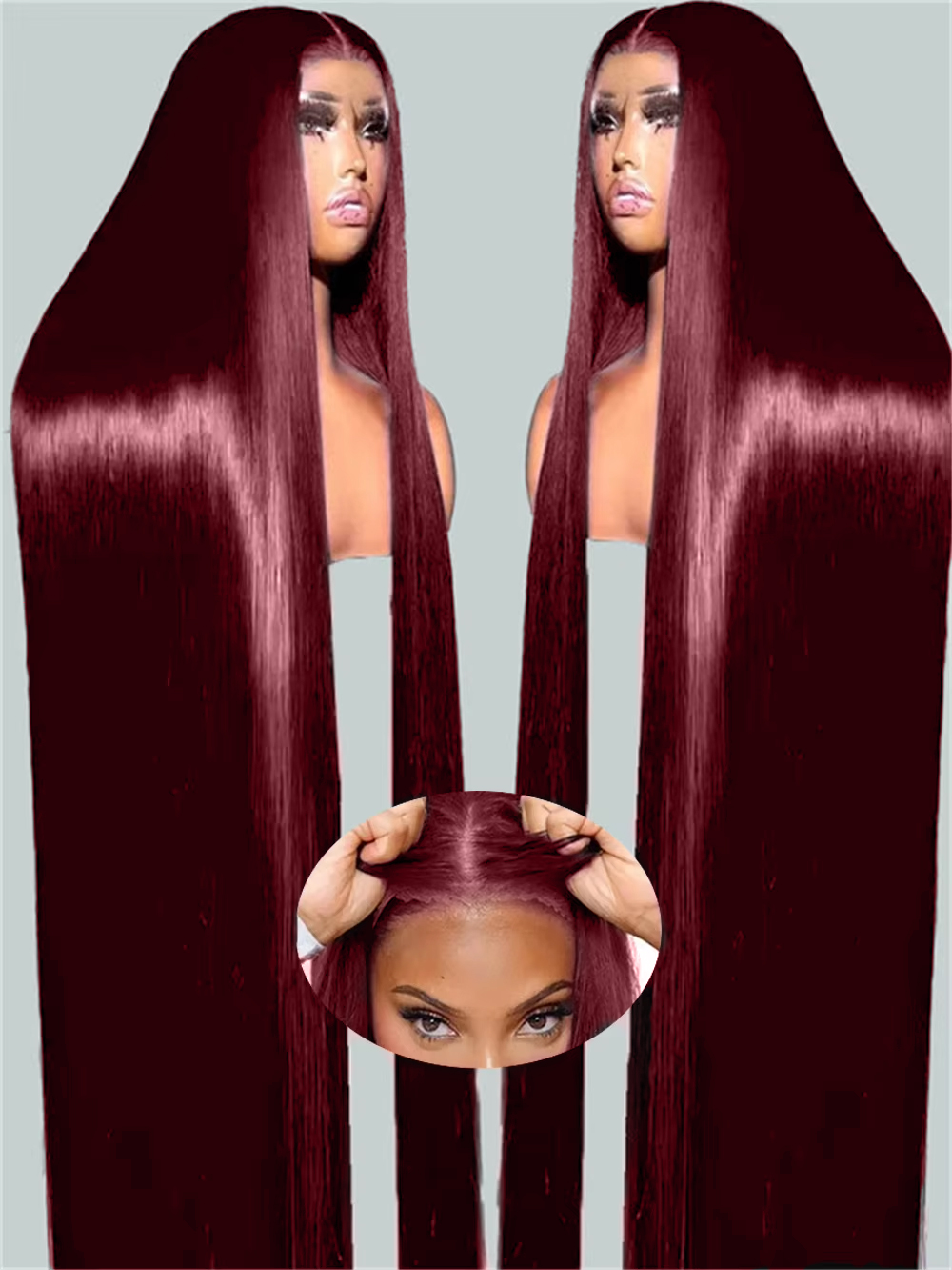 99j Burgundy renda depan rambut manusia Wig 13x4 renda depan Wig 200% kepadatan berwarna merah 7x5 HD Wig tanpa lem pakaian rambut manusia dan pergi