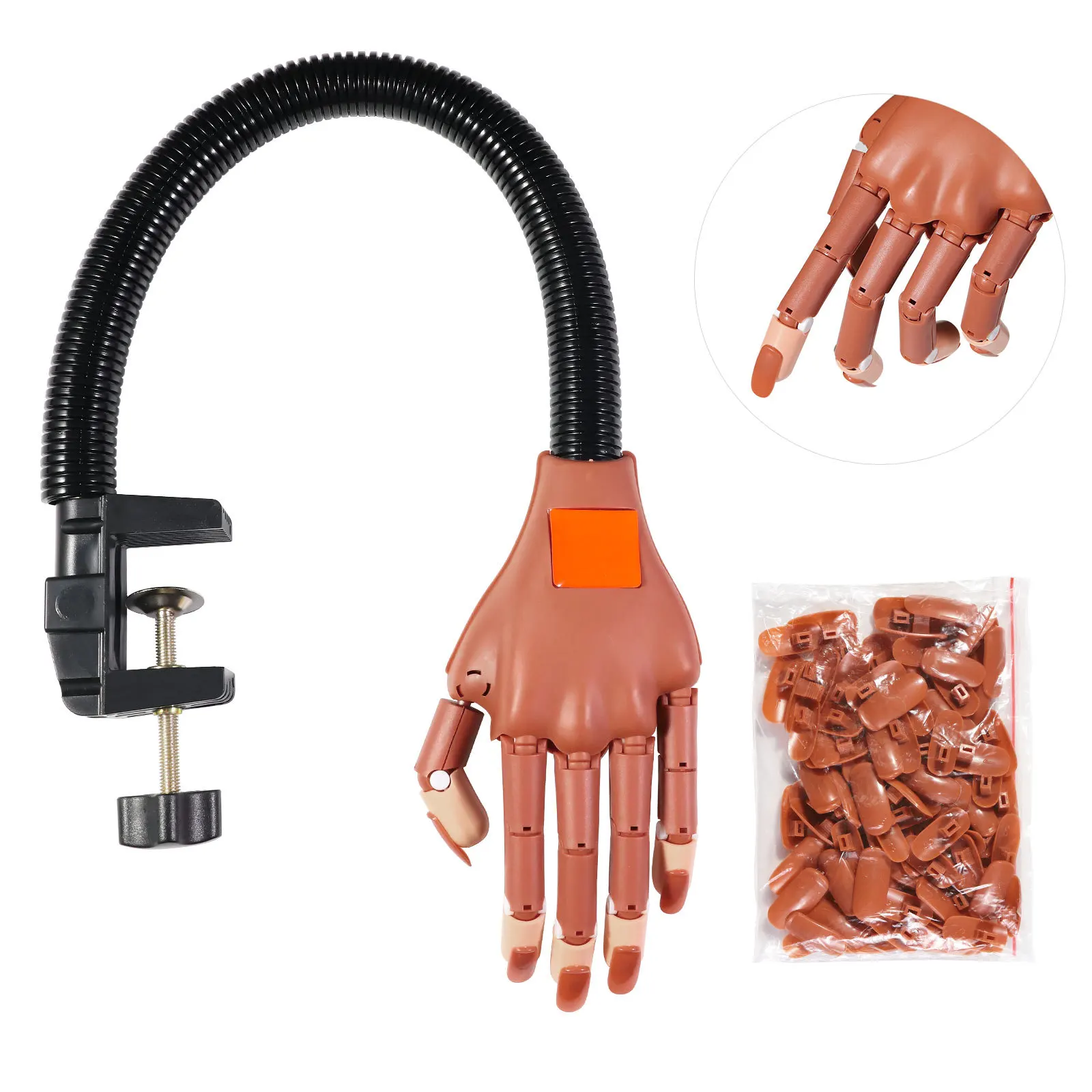 Main d'entraînement pour ongles en acrylique, réglable et Flexible, entraînement des mains, main de manucure mobile avec 100 pointes d'ongles