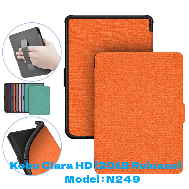 Магнитный чехол-книжка для KOBO Clara HD 6-дюймовый N249 2018 EReader Funda Capa Folio Auto Wake Sleep Ebook с ремешком для рук Sleep Cover