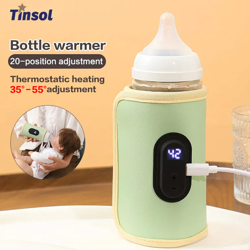 Tinsol novo aquecedor de leite portátil para bebês, aquecedor de leite com aquecimento termostático, capa de aquecimento com display digital usb