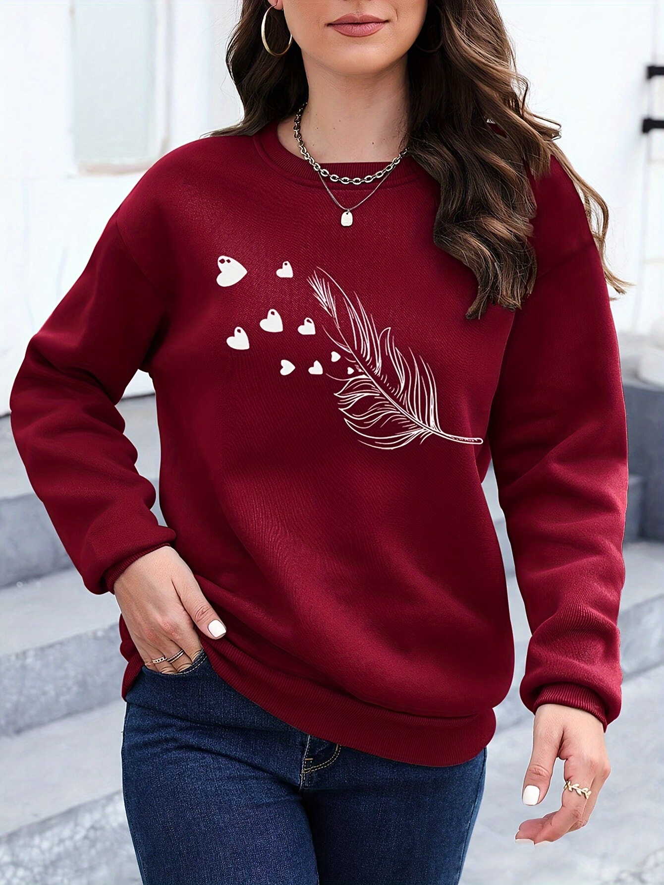 Sudadera holgada informal de manga larga para mujer, jersey cómodo de otoño e invierno con cuello redondo, ropa holgada para mujer, Top gráfico Y2K