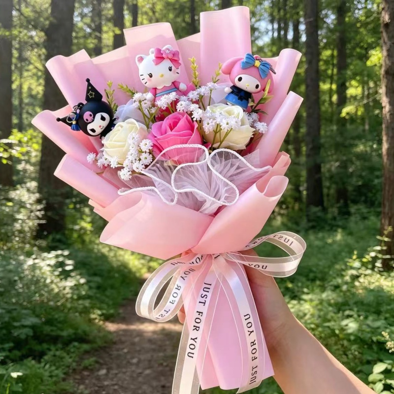 Kreskówkowy bukiet pluszowy Hello Kitty, pluszowa lalka, zabawka, pluszaki, prezenty na Boże Narodzenie, Walentynki, ukończenie szkoły, urodziny dla dziewczynek