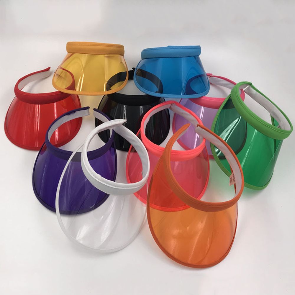 Moda lato Outdoor Sports Sun nakładka ochronna Unisex przezroczysty z tworzywa sztucznego czapka z daszkiem cukierki kolor PVC parasol kapelusz UV kapelusz