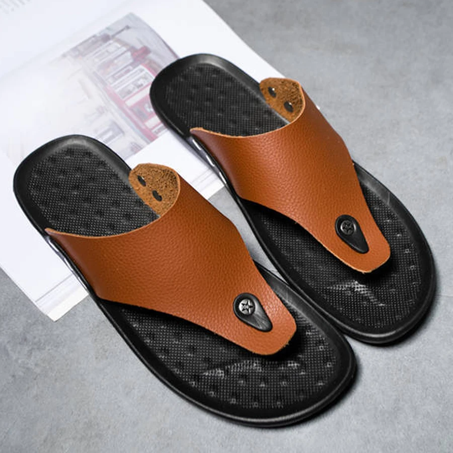 YRZL ผู้ชายฤดูร้อน Flip-Flops ลื่นสบายรองเท้าแตะชายหาดสําหรับชายน้ําหนักเบารองเท้าแตะ EVA สําหรับห้องน้ํารองเท้า
