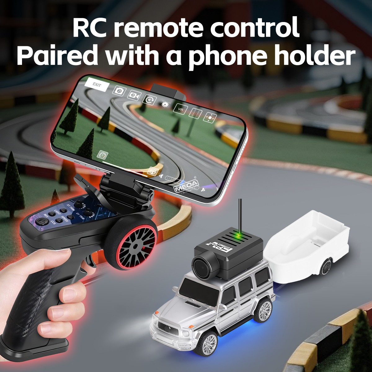Mobil RC Mini Wltoys 6405/6406 1/64 FPV (First Person View) dengan Matras Lintasan, Kendaraan Remote Control 2.4GHz dengan Giroskop dan Kamera HD, Mainan Balap