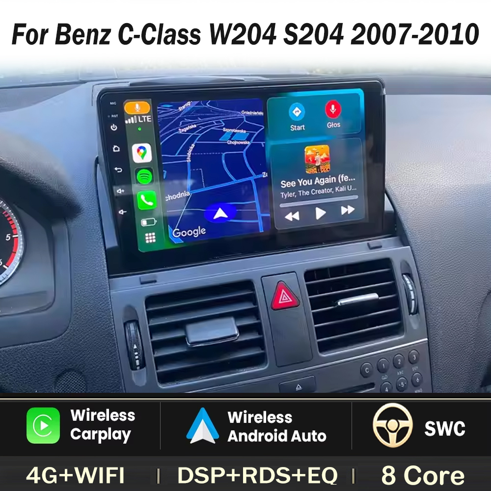 Autoradio Per Mercedes-Benz Classe C W204 S204 2007-2010 Android Auto Player Wireles Carplay 8core Autoradio Multimedia Stereo