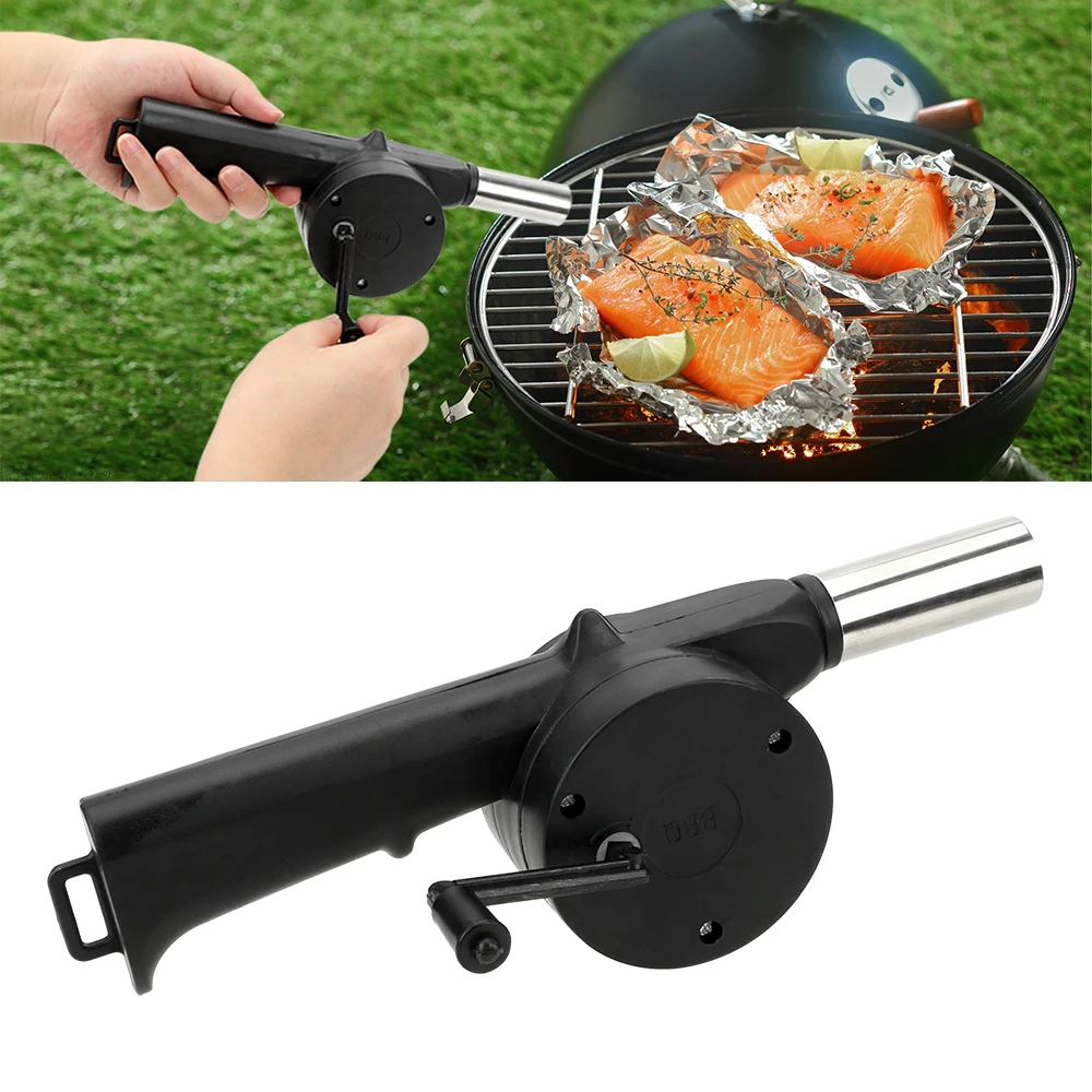 Tragbare Grill Fan BBQ Werkzeuge Feuer Faltenbalg Werkzeuge BBQ Zubehör Handkurbel Luft Gebläse Picknick Camping Zubehör