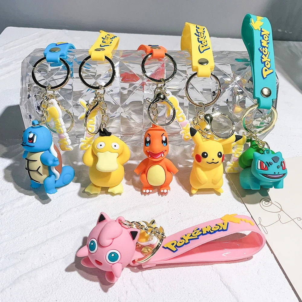 Pokemon chaveiro pikachu anime figura de ação brinquedo kawaii dos desenhos animados moda charmander psyduck boneca chaveiro saco carro widget presente do miúdo