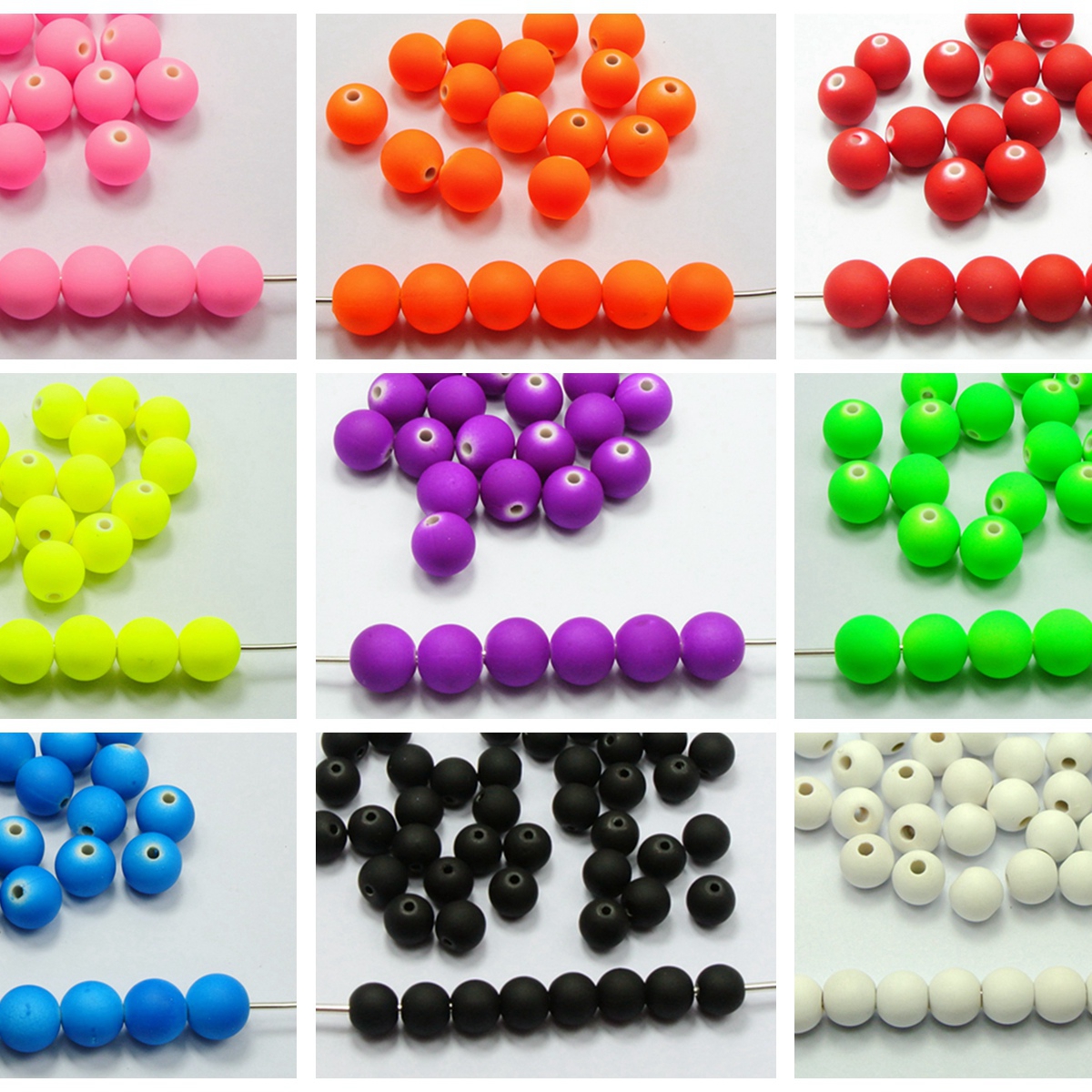 Perline al Neon Fluo fai-da-te perline tonde acriliche 6-12mm(3/8 ") scelta colore tono gomma