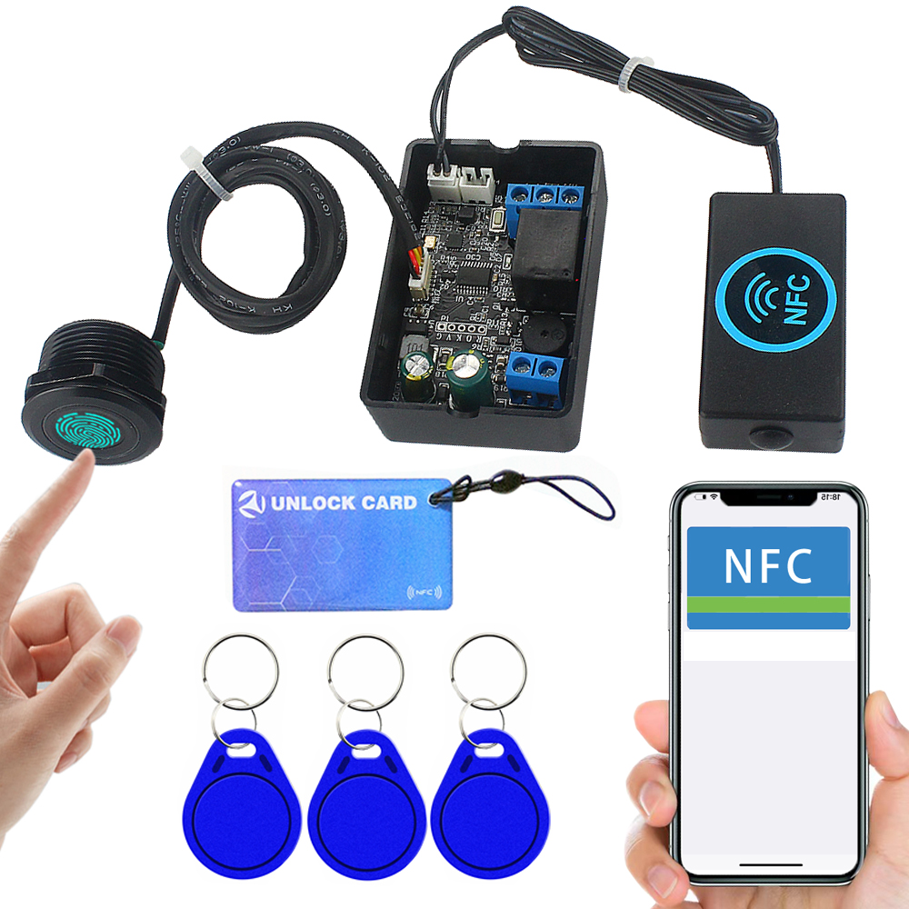 携帯電話 NFC 指紋リレー制御モジュール DC10V-120V IC カード誘導アクセスコントローラスイッチ機関車車のロック解除