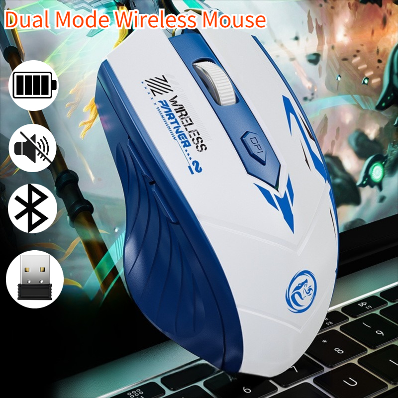 Draadloze muis Dual Mode 2.4G Bluetooth-compatibele oplaadbare Glow Mouse Geruisloze draadloze computermuizen voor pc-laptop