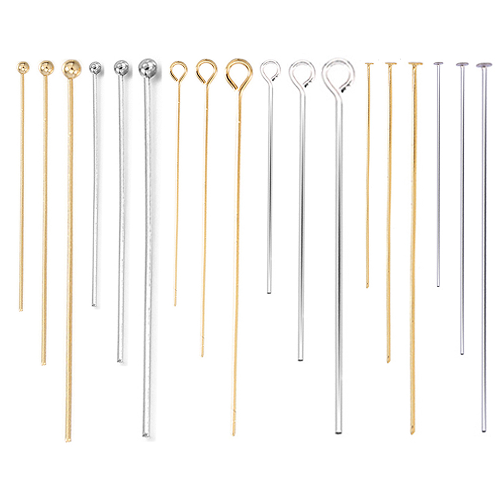 50/100 pièces couleur or têtes en acier inoxydable oeil tête plate broche tête sphérique broches pour bricolage boucles d'oreilles fabrication de bijoux accessoires