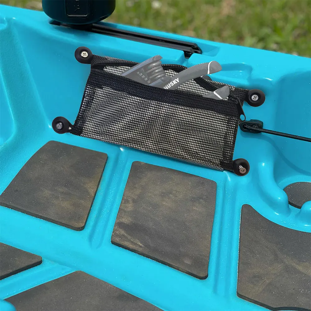 Bolsa de armazenamento de ferramentas e equipamento de perfil baixo para caiaque, organizador de barco, bolsa lateral de armazenamento de malha, suporte de pesca de barco, bolsa de malha de canoa