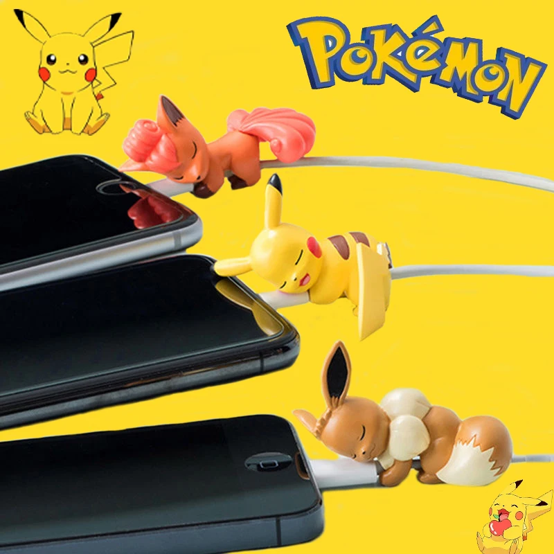 Funda protectora para Cable de datos de Pokemon Pikachu, figura de dibujos animados a la moda, hebilla, Cable de carga Usb, cubierta protectora para mordedura de hilo, Juguetes