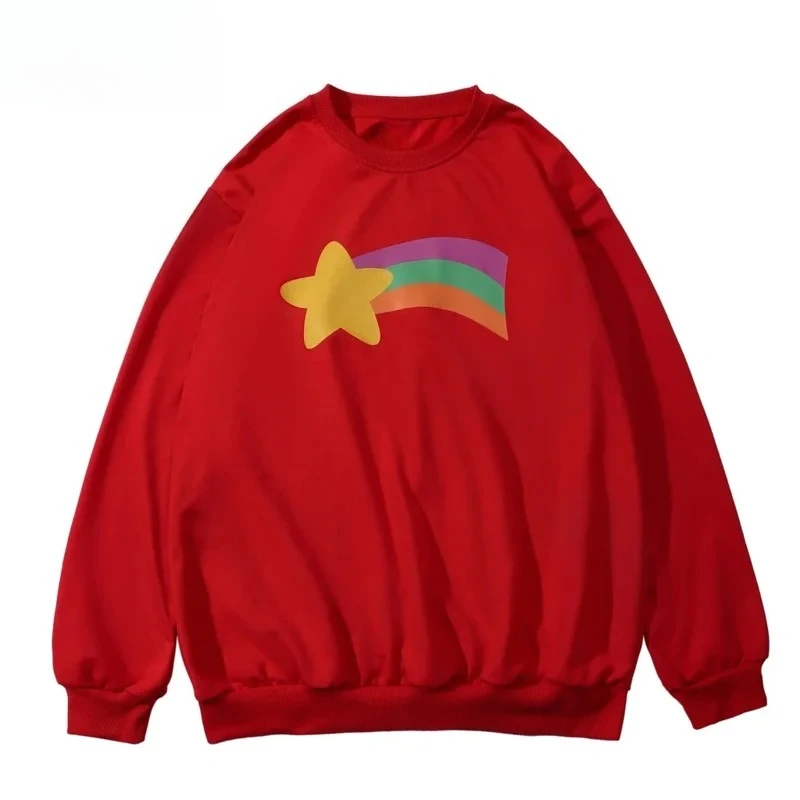 Sudadera con capucha de otoño e invierno con estampado creativo de estrellas y arcoíris de dibujos animados, sudadera informal de manga larga para mujer, ropa con capucha de moda para mujer