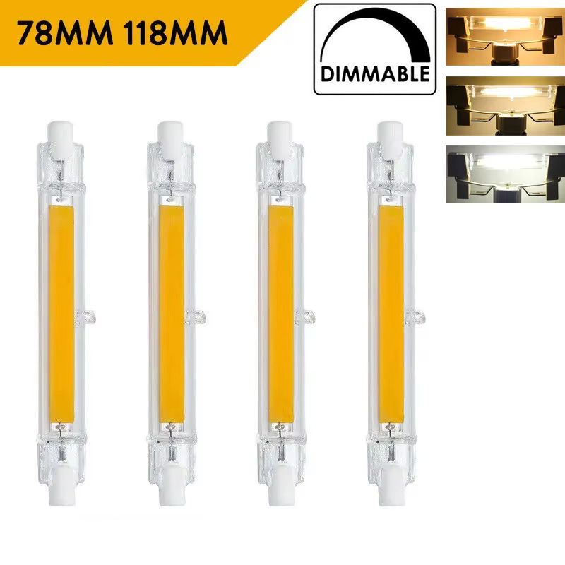 1-10 sztuk ściemniania R7S COB LED szklana rurka 78MM 118 7W 15W 28W LED żarówka J78 J118 110V 220V lampa LED ciepłe/chłodne/neutralne światło Szybka dostawa 4-6 Day Arrive Darmowa wysyłka